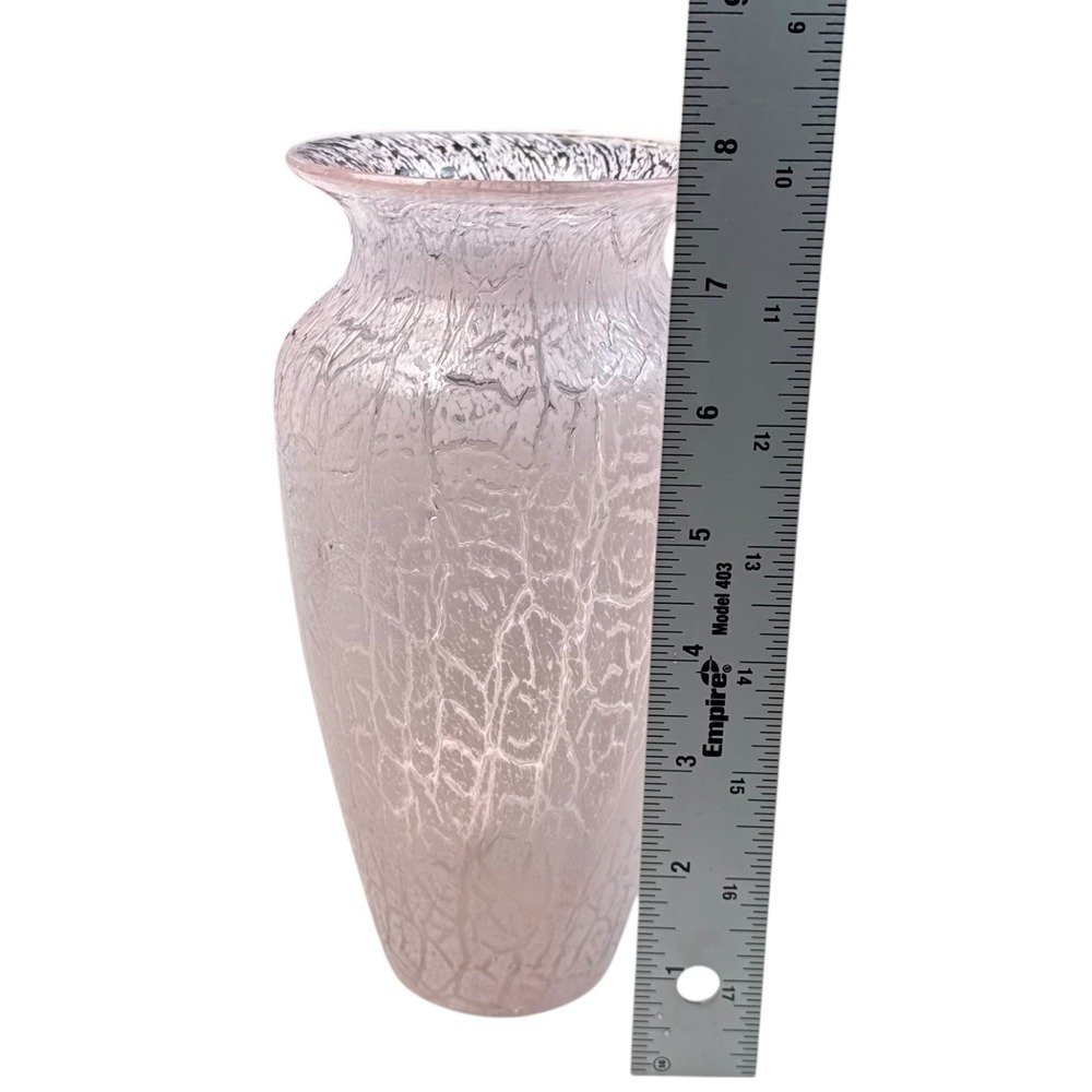 Pink Frosted Crackle Glass Vase Textured Decorative Centerpiece Home‎ Decor G72Q - Picture 5 of 6